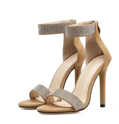 

OLOMM 2019 Luxury Crystal Heel Sandals Brand Design Sexy Bling Rhinestone High Heel Women Sandals Elegant Party Shoes Women