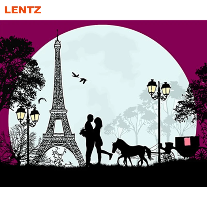 LENTZ City love Эйфелева Башня Живопись по номерам цифровой холст настенная