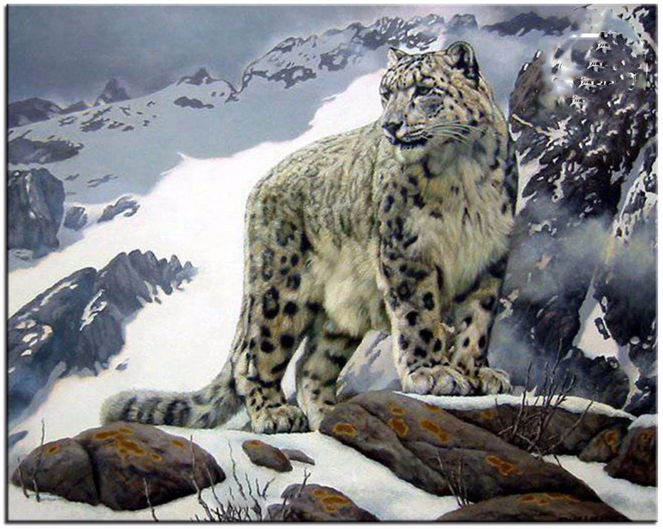 5D Diamond Embroidery Snow Leopard DIY Diamond Painting Cross Stitch
