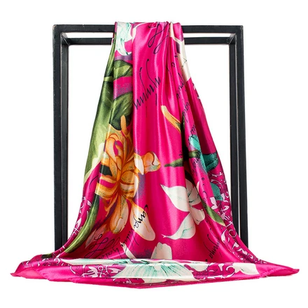 Квадратный шелковый шарф 90*90 см, женский роскошный бренд, Цветочный платок, шаль, большая бандана, хиджаб, атласные шелковые шарфы, шаль - Цвет: C552