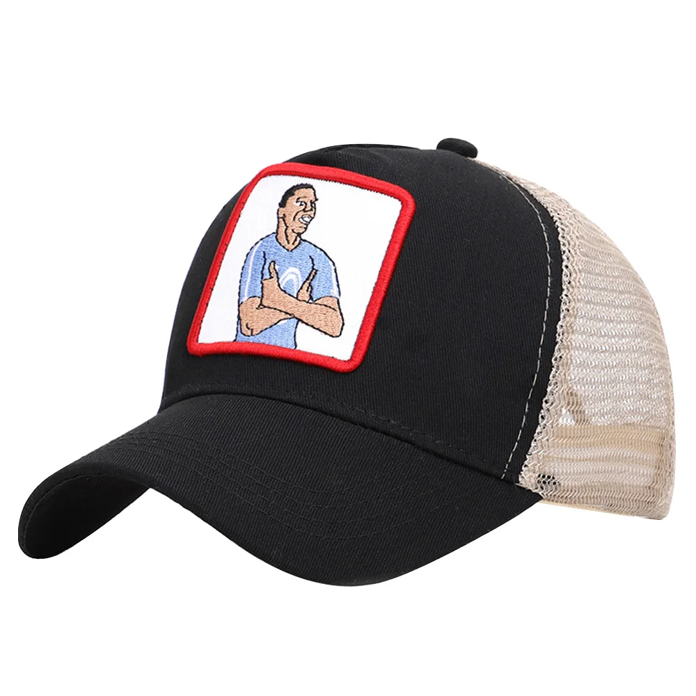 

2019 Summer Baseball Cap Men Women Footballer Print Patch Embroidery Net Mesh Trucker Hats Soccer Player Snapback Adjustable Cap