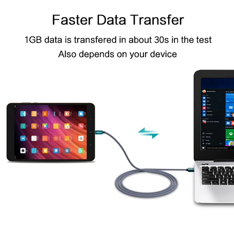 Металлический usb type-C кабель, ROCK Metal Быстрая зарядка usb type-C кабель для samsung Galaxy S8 Note 8, OnePlus 2, для Xiaomi 4C USB-C