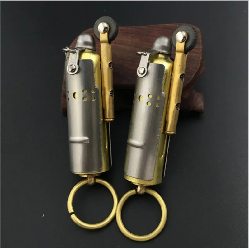 Retro Flame Metal Lighters Kerosene Oil Lighter Grinding Wheel Fire Refillable Cigarette Cigar gasoline Lighters Men Gadget