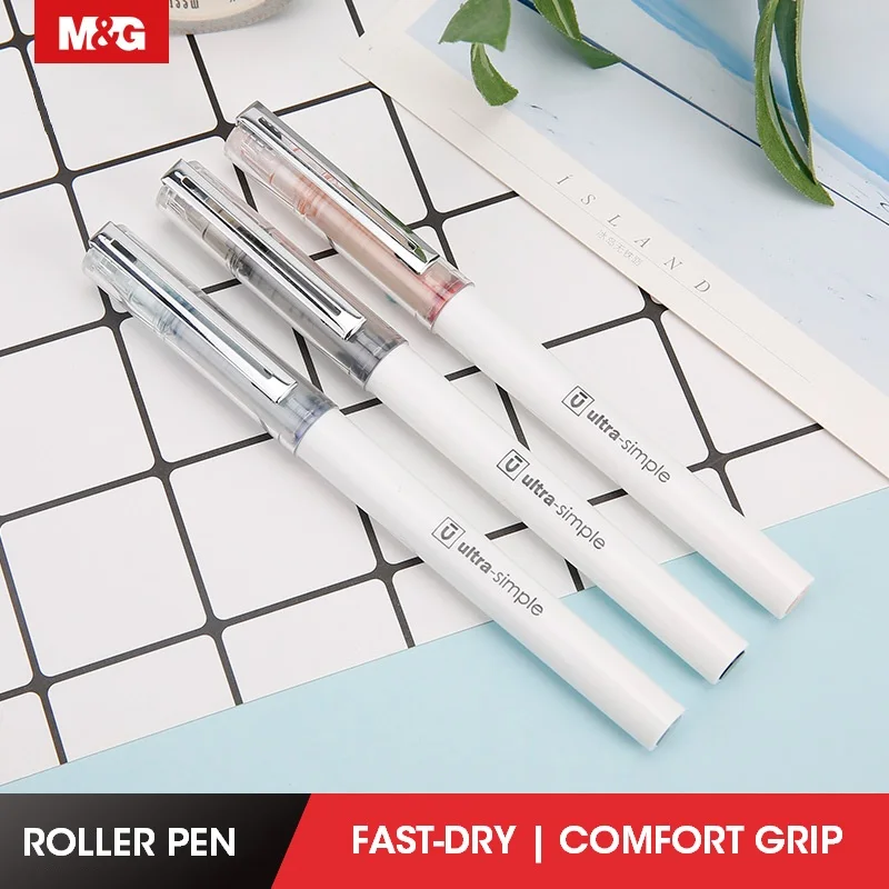 

M&G Fast Dry Liquid Ink Rollerball Pens,0.5mm Extra Fine Point Roller Pen,Black Blue Red,stationery,school office supplies