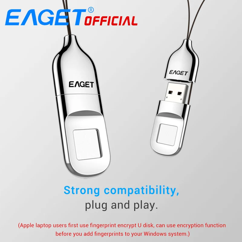 EAGET USB Флешка 64 ГБ Накопитель Отпечатков Пальцев Компактный Накопитель С Шифрованием 32GB USB Флэш-Накопитель Флкшка Для Ноутбука PC