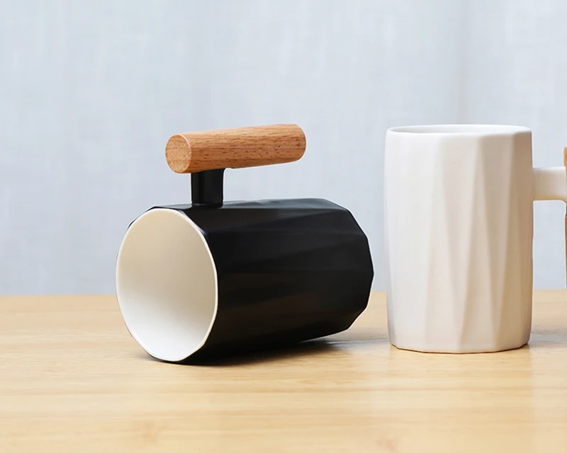 Керамическая кофейная кружка с деревянной ручкой, художественная чашка, Офисная кофейная чашка с молоком, маленькая керамическая чашка для свежей руки, посуда для напитков, подарок 400 мл