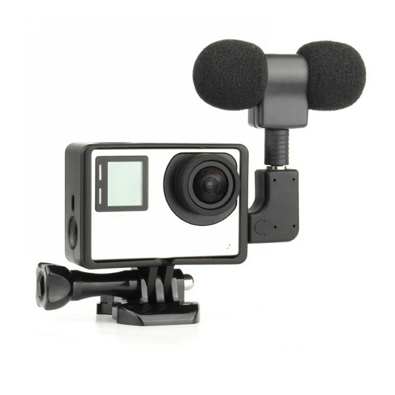 5 Piece Set Mini Stereo Microphone 3.5mm loudspeaker+ Standard Frame Case For Gopro Hero43+3 Sports Action Camera Accessories (7)
