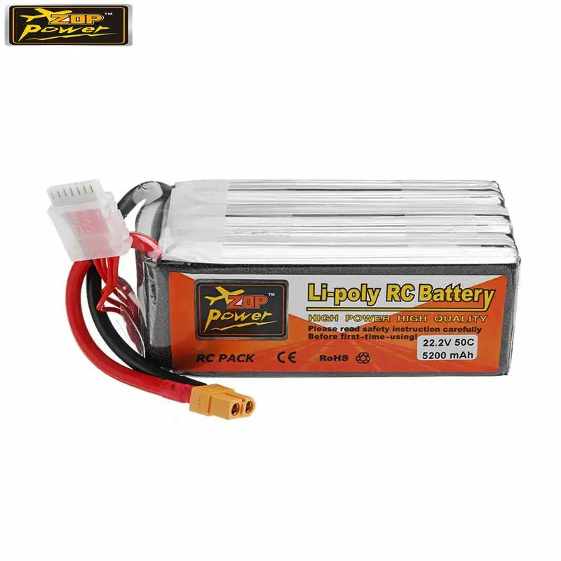

ZOP POWER 22.2V 5200mAh 50C 6S Rechargeable Lipo Battery With XT60 Plug For RC Models