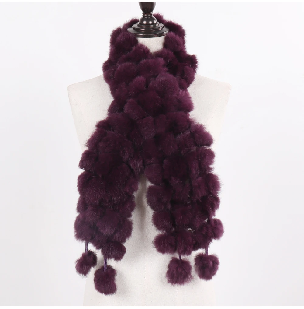 New Winter Women Real Rabbit Fur Scarf Natural Warm Rabbit Fur Muffler Girl Fashion Knitted Genuine Rabbit Fur Scarves