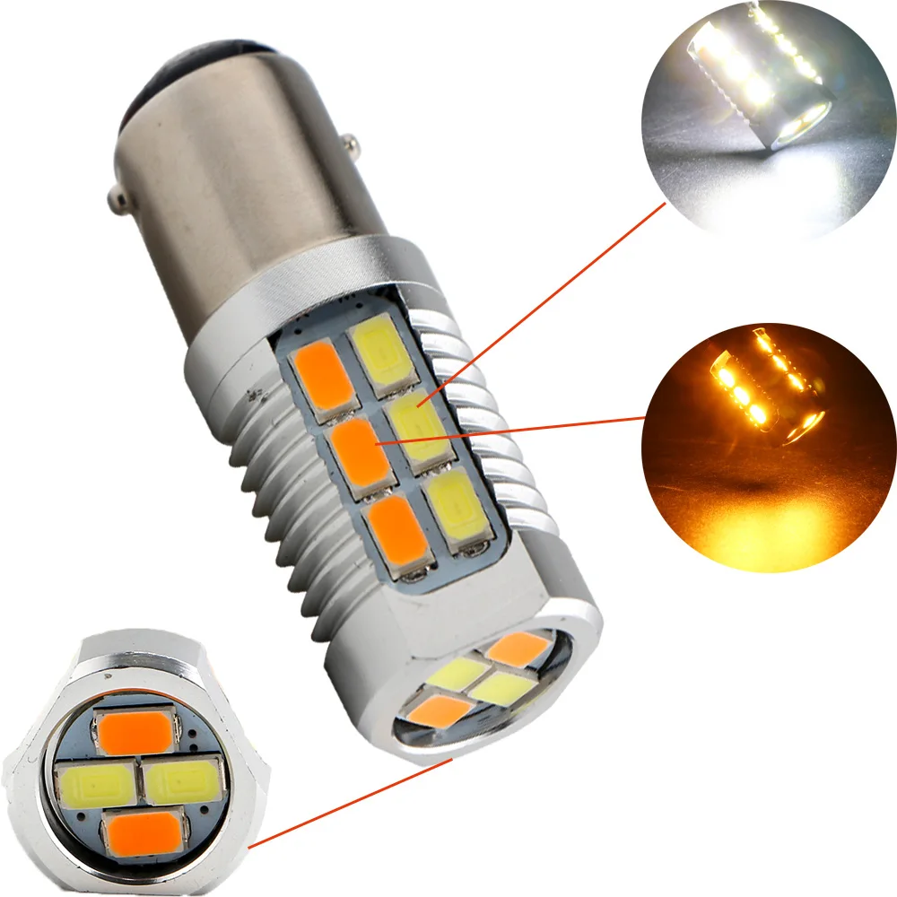 Новое поступление 20 шт. 1157 BAY15D 3157 7443 5630 22 SMD LED двухцветные янтарные/белые горки DRL