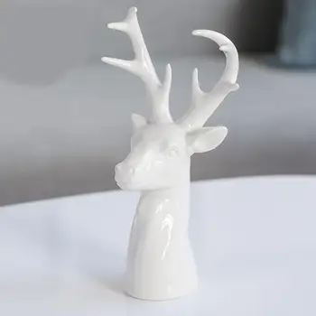 

Modern White Ceramic Sika Deer Home Decor Mascot Creativity House Decoration Crafts Home Garden Animal Figurines Miniatures 2019