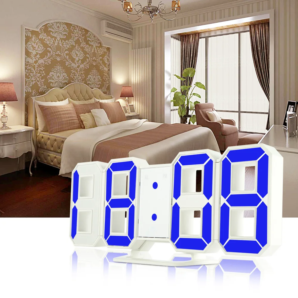 

3D LED Digital Alarm Clocks 3 Brightness Levels 24 / 12 Hours Display Nightlight Snooze Function for Home Kitchen Office