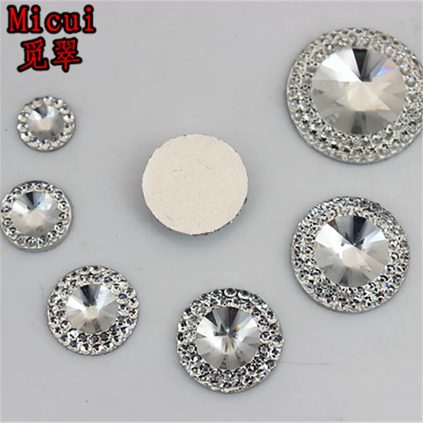 

Micui 8/10/12/14/16/20mm Clear Color Round Flatback Resin Stone beads flatback Resin Rhinestone For DIY Wedding Decoration ZZ181