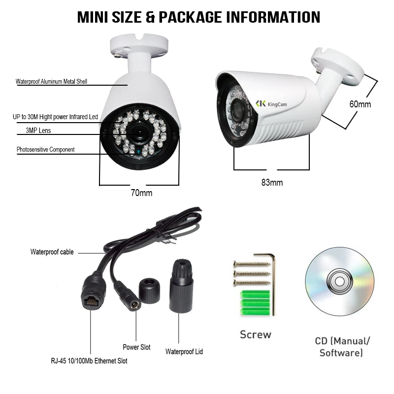 Kingcam безопасности POE IP Камера металла сети Товары теле и видеонаблюдения 1080 P