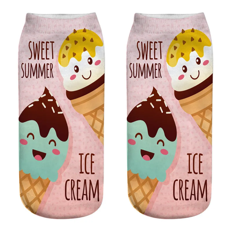 Новые носки с 3D принтом еды и фруктов, женские милые носки до лодыжки, модные носки-башмачки для женщин, Mujer, забавные Happy Calcetines - Цвет: 23