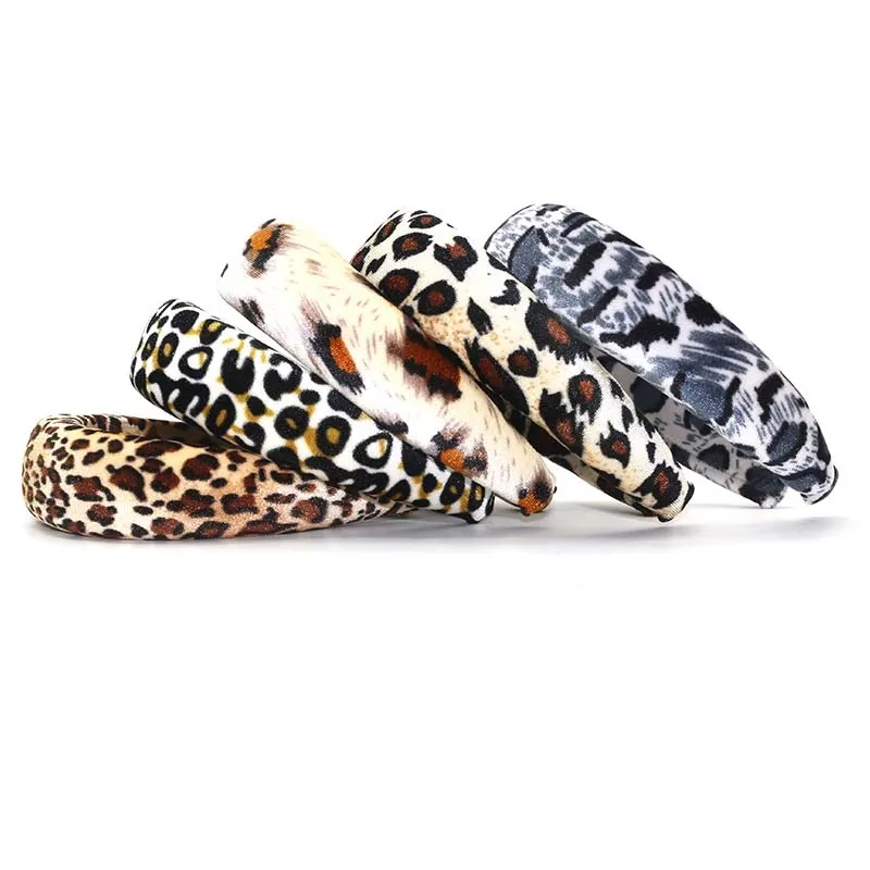 

Xugar Hair Accessories Leopard Sponge Hairband For Women Velvet Headband For Girls Vintage Thick Hair Hoop