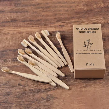 10PC Kids Soft Bristles Bamboo Toothbrush eco friendly Childrens Toothbrushes Biodegradable Plastic-Free Oral Care Tooth Brush 1