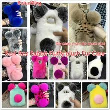 BotexBling милый DIY панда Настоящий мех кролика чехол для iphopne 8 7 5 5S se 5c 4 4S пушистая плюшевая задняя крышка 6 г 5 г 11 pro max X XR
