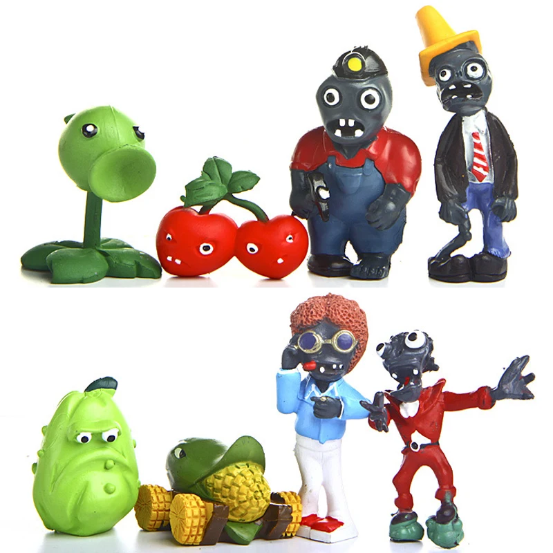 

8pcs/lot 5cm-8cm Plants vs Zombies PV Action Figures Toys PVZ Plant and Zombies Snow Pea Figure Toy Model Toys Dolls Home Decor