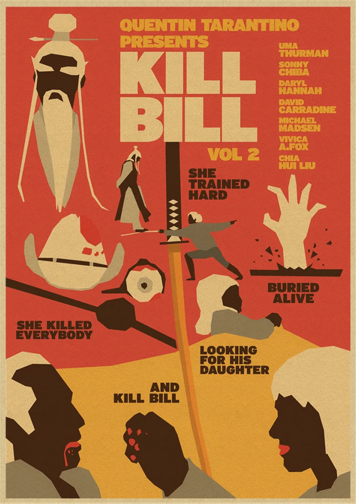 Kill Bill Vol.1 классический Квентин фильм крафт-бумага постер для бара/Кафе Ретро плакат декоративной живописи - Цвет: Лиловый