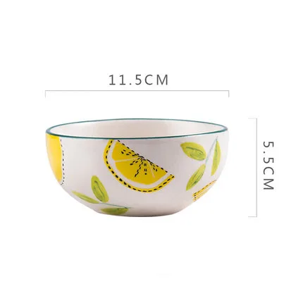 ANTOWALL Милая ручная роспись лимонные чаши для риса и супа лапша салатник домашний Ресторан керамическая посуда - Цвет: 4.5inch bowl