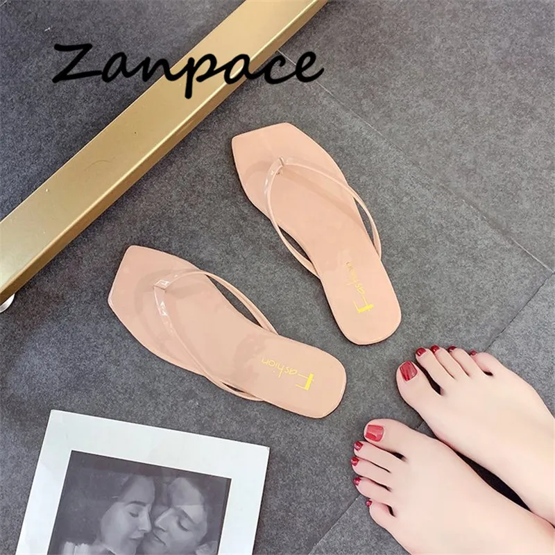 Женские шлепанцы на плоской подошве ZANPACE разноцветные платформе пляжные для