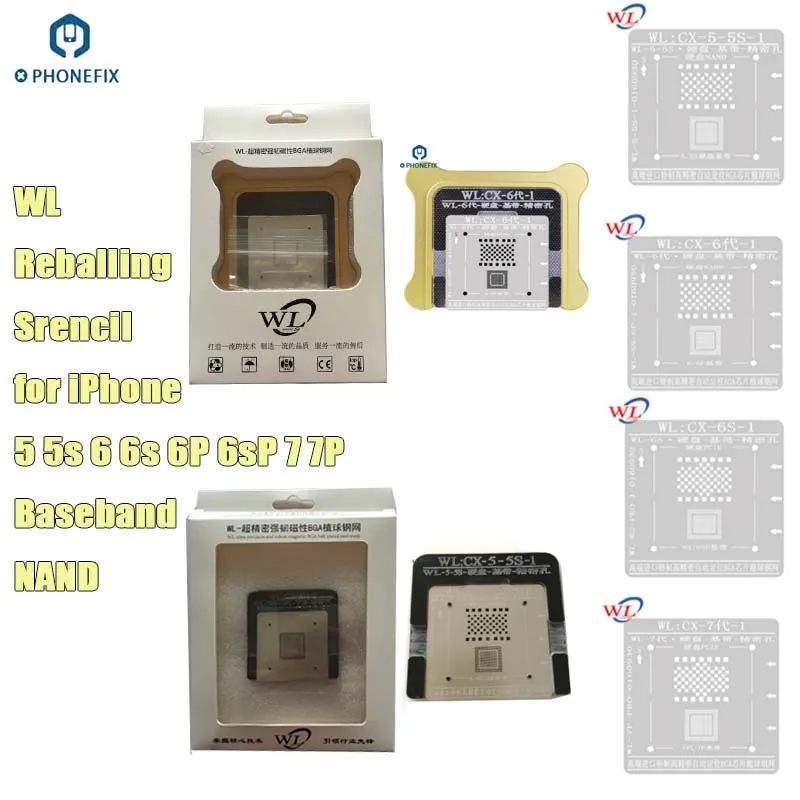 

PHONEFIX WL Phone Baseband NAND Reballing Stencil BGA Reballing Platform with Magnetic Base for iPhone 5 5s 6 6s 6P 6sP 7 7P
