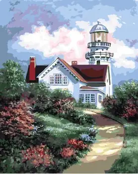 

spring landscape painting by Numbers on canvas Hand-painted canvas oil paintings for Children Room