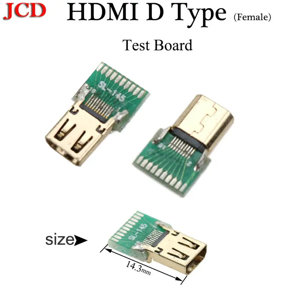 JCD женский мужской печатной платы HDMI Тип C D стандартный штекер с печатной платой 19 P HDMI разъем HDMI 19 Pin HDMI тестовая плата - Цвет: HDMI D Type  Female