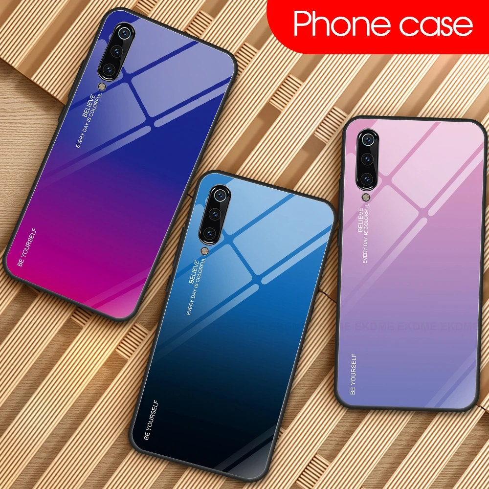 Чехол из закаленного стекла градиентного цвета Aurora для Redmi 7 Note 5 6 Pro K20 Xiaomi Pocophone F1