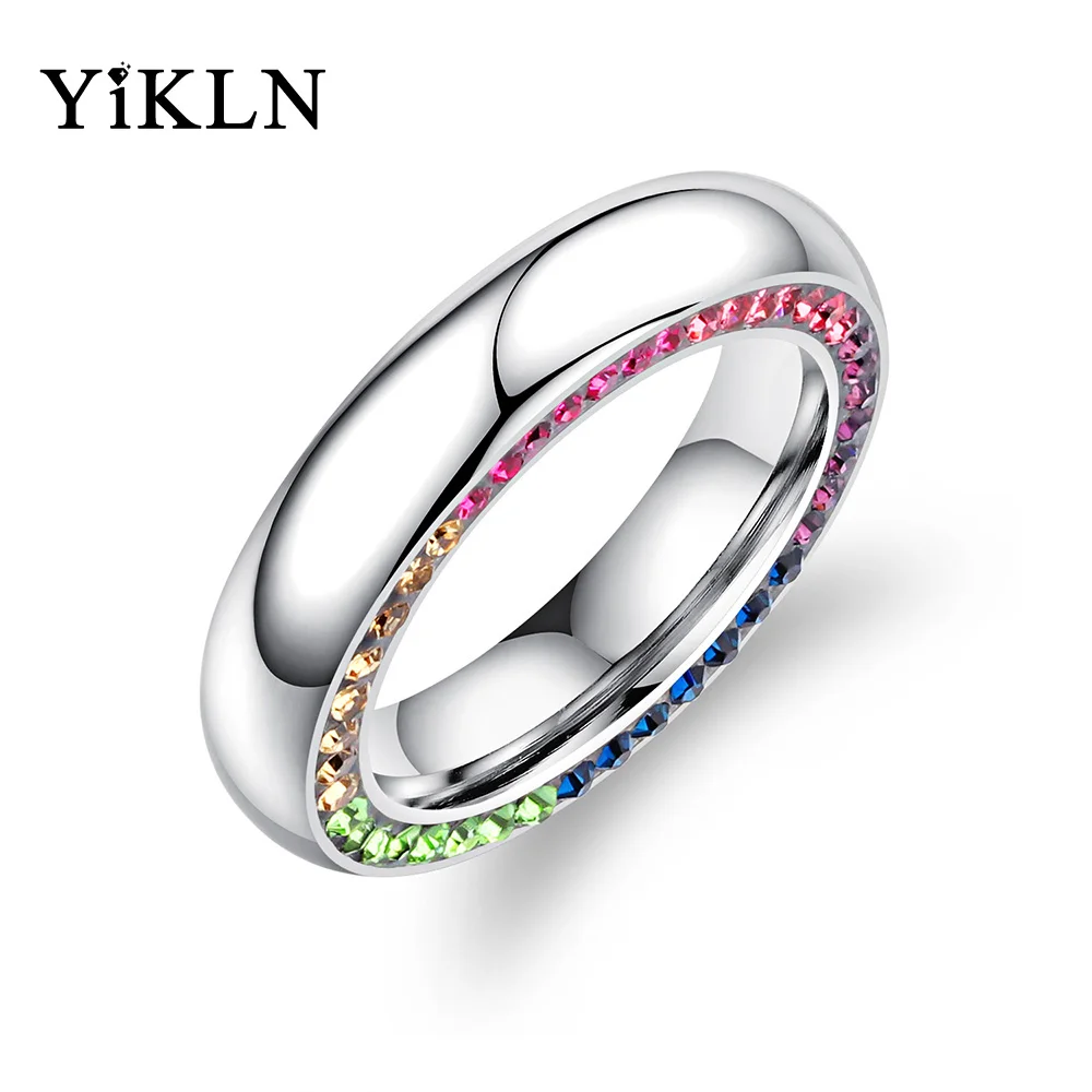 

YiKLN Luxury Sparkling Cubic Zirconia Wedding Rings For Women Colorful Rhinestone Statement Bands Female Engagement Ring OGJ595