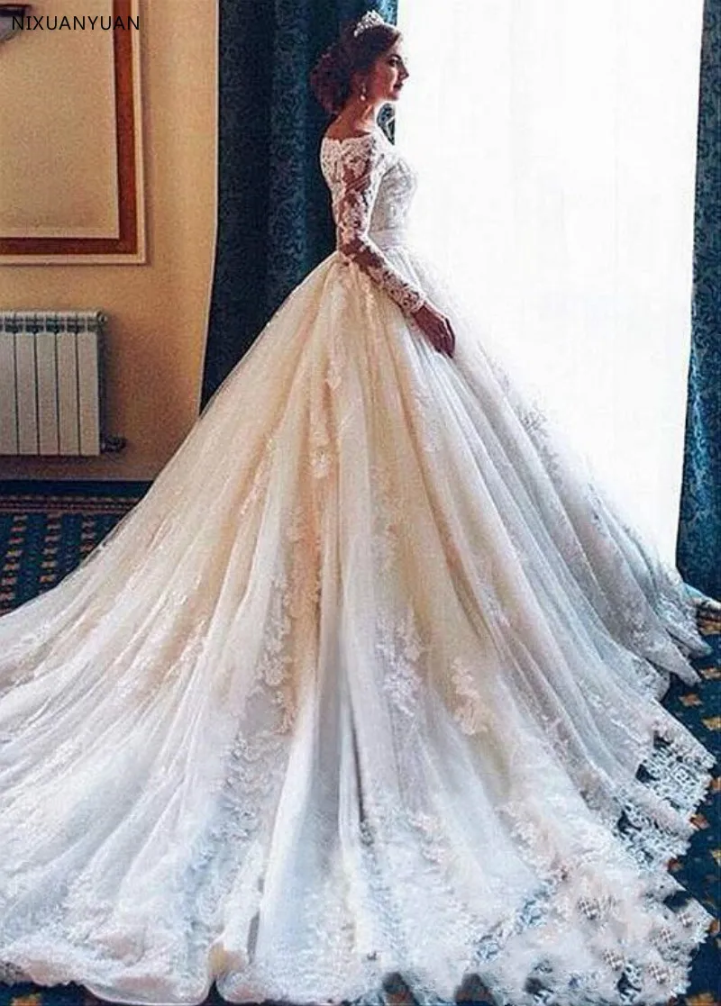 Vestidos De Novia одежда с длинным рукавом кружевные свадебные платья 2019 старый по выбору пользователя невесты Новый Модный халат де mariée