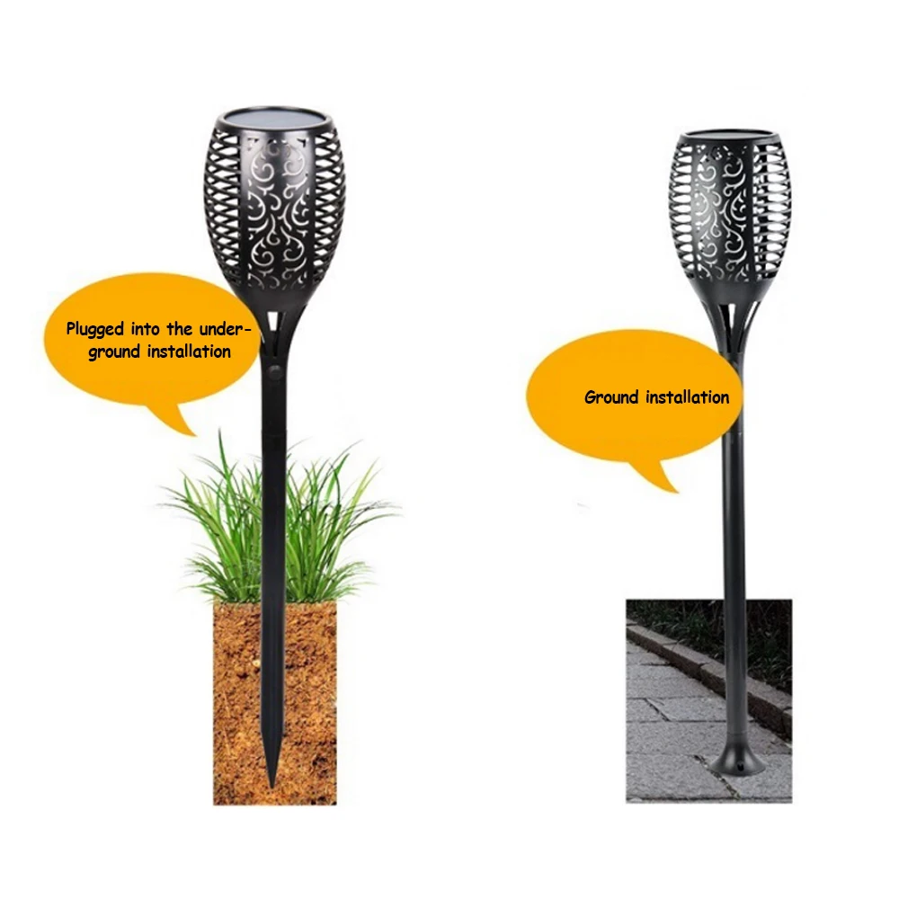 Holofotes ao ar Conduziu a Lâmpada Luz da Tocha Chama Bruxuleante Solares Jardim Lâmpada 96 Leds Ip65 Livre Paisagem Decoração 7 Cheap Lâmpadas solares