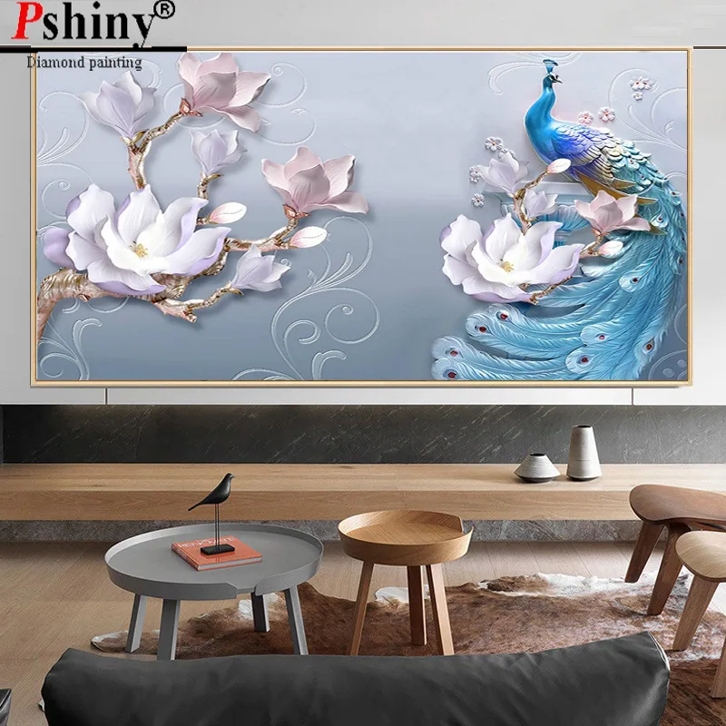 PSHINY DIY 5D Вышивка с бриллиантами продажа светло-голубые картины изображением
