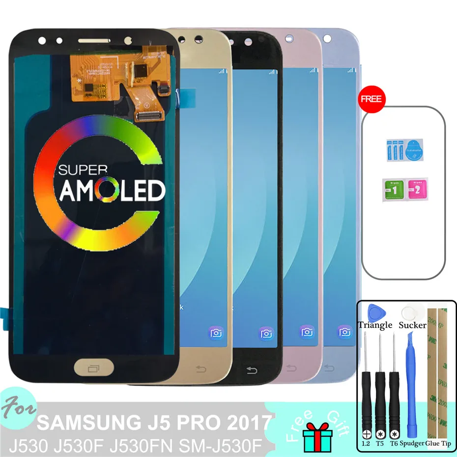 AMOLED / TFT LCD для Samsung Galaxy J5 Pro 2017 J530 J530F J530FN SM J530F/M/DS экран ЖК дисплей сенсорный