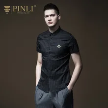 Camisa Social Masculina Pinli Летний мужской костюм, с вышивкой, рубашка с короткими рукавами, Мужская Волна. B182313317