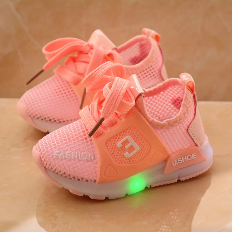 AFDSWG/Летняя обувь для детей; сетчатые вентиляционные светящиеся кроссовки светодиодные кроссовки; красная Детская обувь; Модная белая детская обувь для мальчиков
