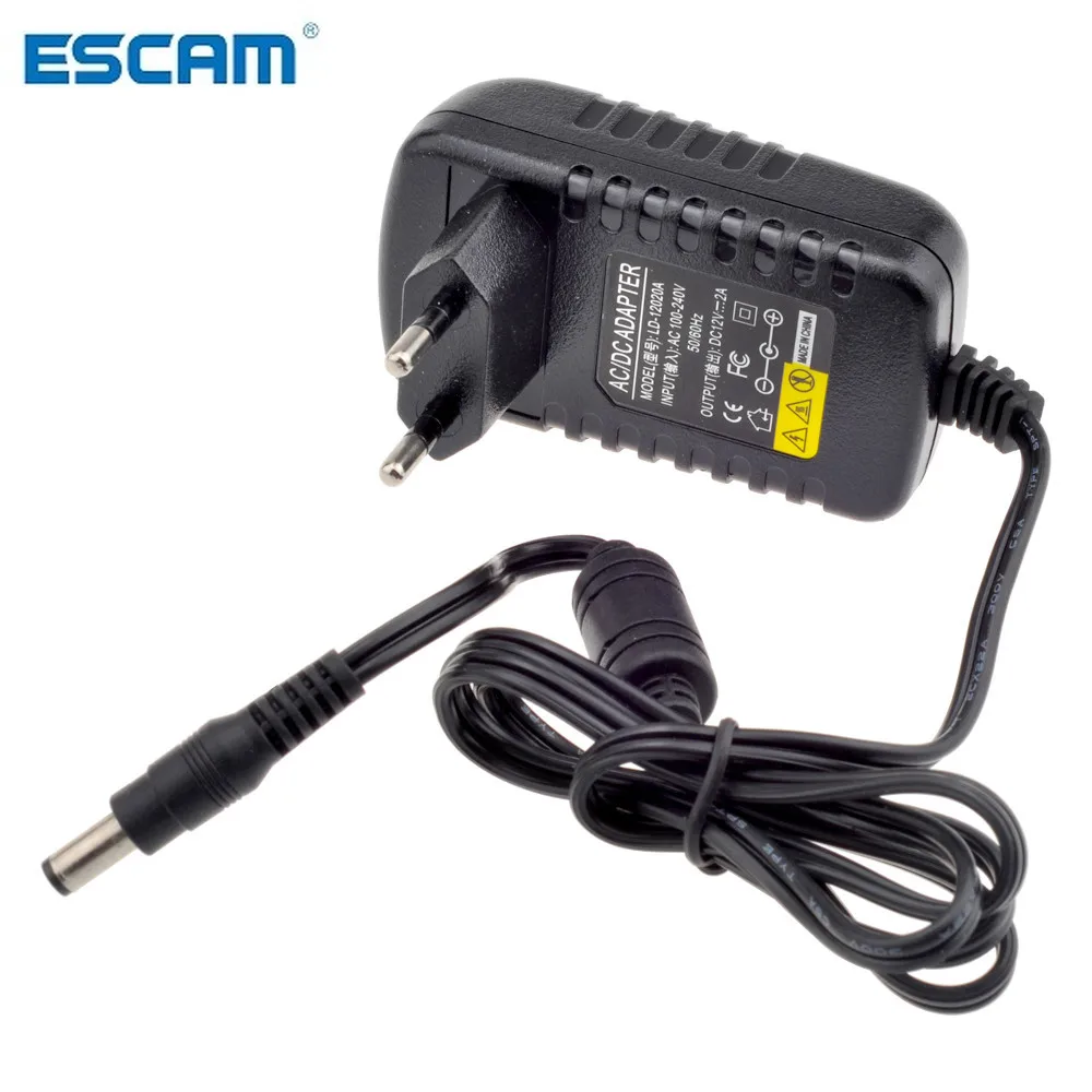 

ESCAM 12V 2A AC 100V-240V Converter Adapter DC 12V 2A 2000mA Power Supply EU UK AU US Plug 5.5mm x 2.1mm for CCTV IP Camera