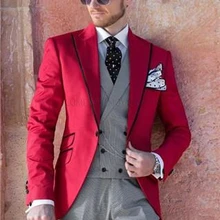 Новое поступление, Свадебный костюм, однобортный смокинг для жениха, блейзер для жениха, костюм на заказ, мужской костюм(пиджак+ штаны+ жилет