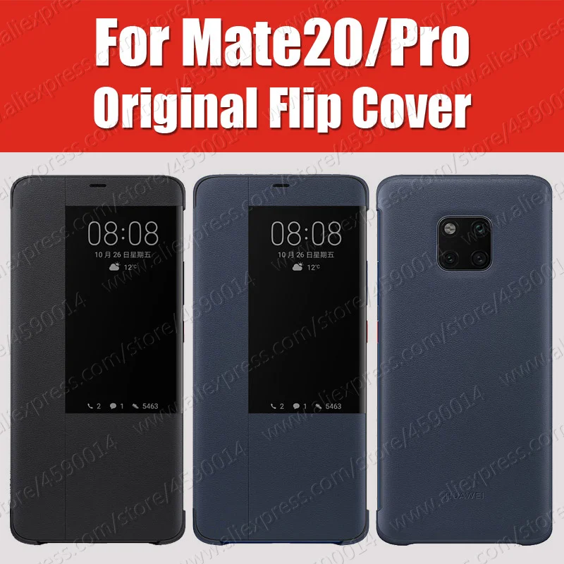 

Shell of the Official 100% Huawei Mate 20 Pro Case Original Leather Mate20 Case Smart View Flip Cover