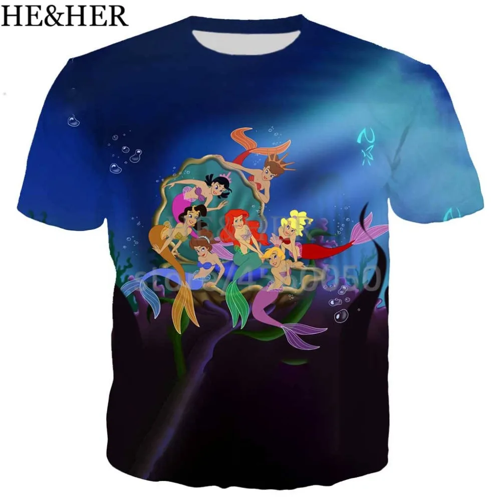 

The Little Mermaid t shirt men/women 3D print Shaman King t-shirts Harajuku style tshirt streetwear summer tops