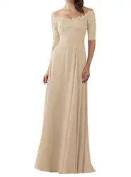 Женские короткий рукав с аппликацией Свадебный Гость свадебное платье с бисером Длинные Vestido Dama De Honor