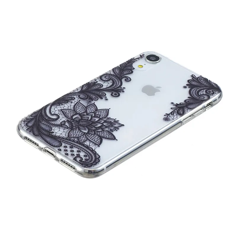 For Coque iPhone XR Case on For Fundas iPhone XR Cases 6.1 inch Cute Cartoon Painted Clear Soft Silicone Case Cover Women Men