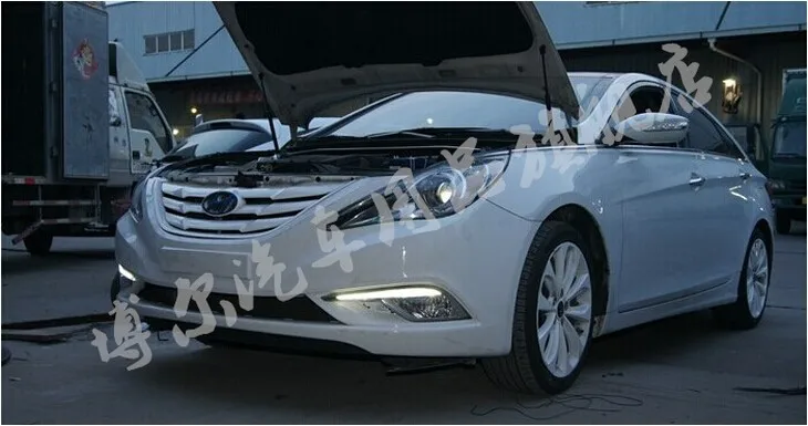 Горячая распродажа! 12 V 6000 k светодиодный DRL Дневной Бег свет для hyundai Sonata 2013 противотуманная фара рамка противотуманная фара супер белый