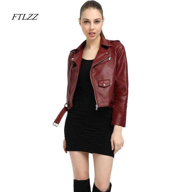 Куртка Ftlzz из искусственной кожи женская модный розовый Байкерский пиджак в