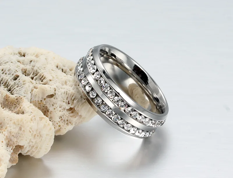 NEWBUY 2017 New Fashion Austrian Crystal Women Rings Stainless Steel Wedding Rings Silver Plated Engagement Jewelry