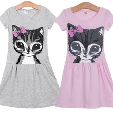 Одежда для малышей для девочек милый кот Pirnt мини платье принцессы вечерние свадьбу торжественное платье Детский сарафан Одежда