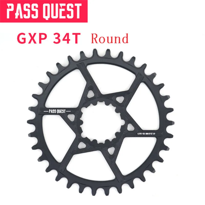 PASS QUEST GXP круглый Овальный 0 мм смещение 32 T-42 T Chainring MTB узкий широкий велосипед велосипедная Звездочка для Sram XX1 GX eagle X9 crankset - Цвет: GXP Ronde 34T