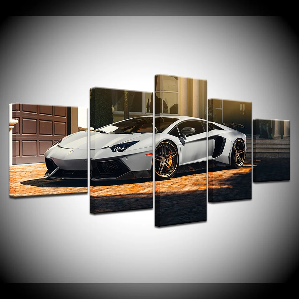 5 панелей спортивный автомобиль крутая гонка HD печатная плакат гонки модульные