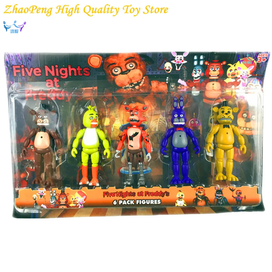 

5pcs/set Five Nights At Freddy's FNAF 5.5" PVC Action Figure Toys Foxy Gold Freddy Chica Freddy With Christmas gift FB184